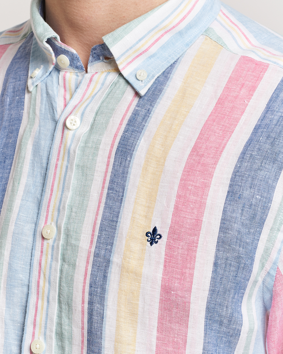 Herr | Skjortor | Morris | Happy Linen Stripe Shirt Light Blue