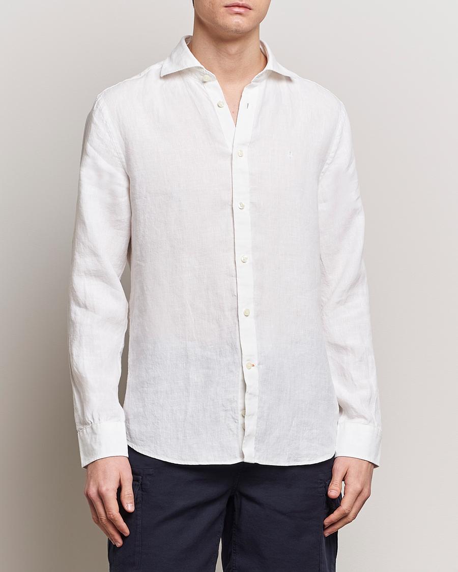 Herr |  | Morris | Slim Fit Linen Cut Away Shirt White