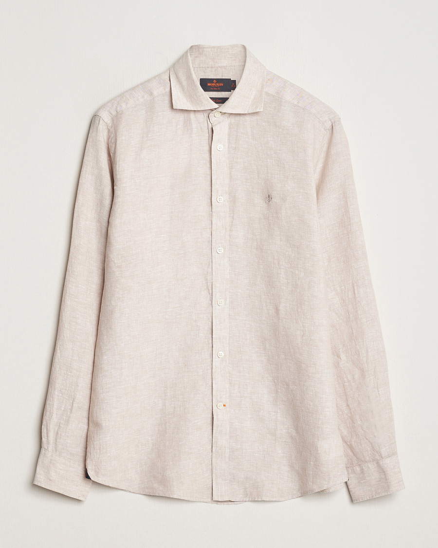 Herr | Skjortor | Morris | Slim Fit Linen Cut Away Shirt Khaki