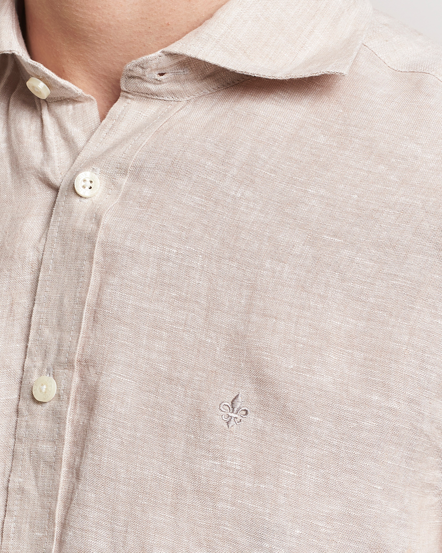 Herr | Skjortor | Morris | Slim Fit Linen Cut Away Shirt Khaki