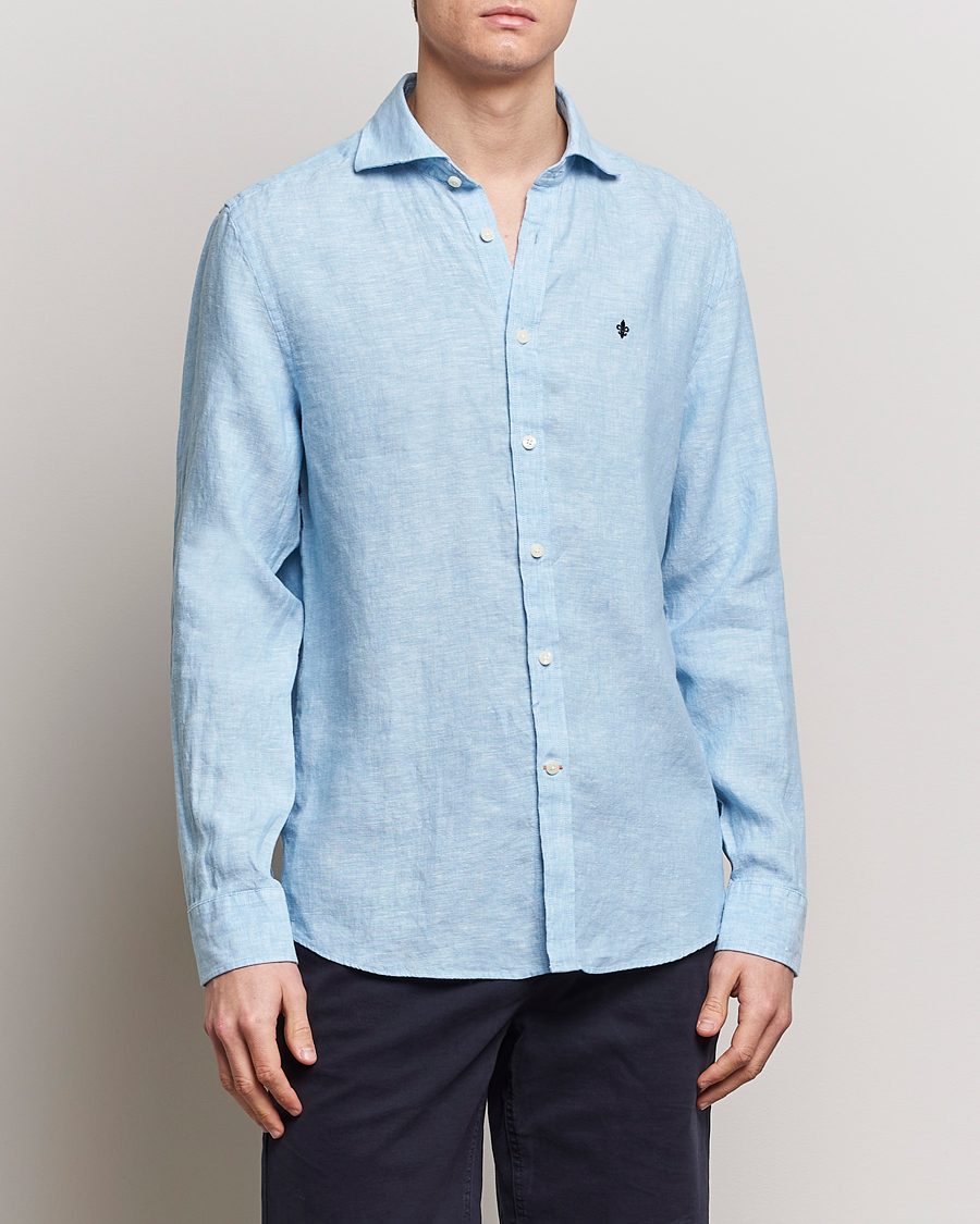 Herr | Skjortor | Morris | Slim Fit Linen Cut Away Shirt Light Blue