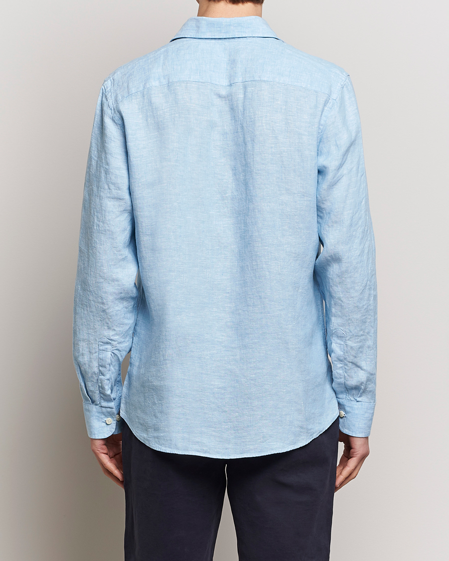 Herr | Skjortor | Morris | Slim Fit Linen Cut Away Shirt Light Blue