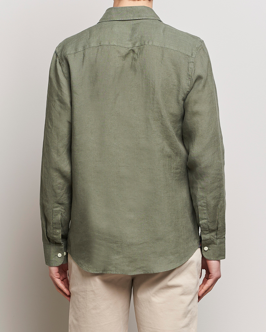 Herr | Skjortor | Morris | Slim Fit Linen Cut Away Shirt Olive