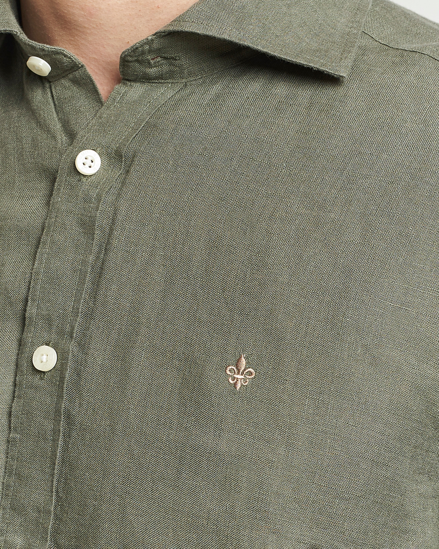 Herr | Skjortor | Morris | Slim Fit Linen Cut Away Shirt Olive