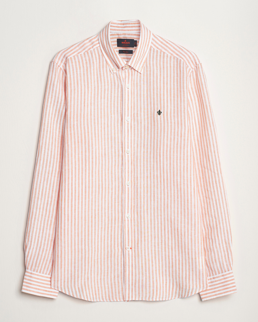 Herr | Skjortor | Morris | Douglas Linen Stripe Shirt Orange