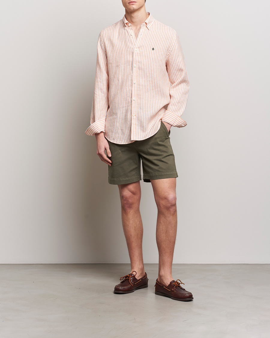 Herr | Skjortor | Morris | Douglas Linen Stripe Shirt Orange