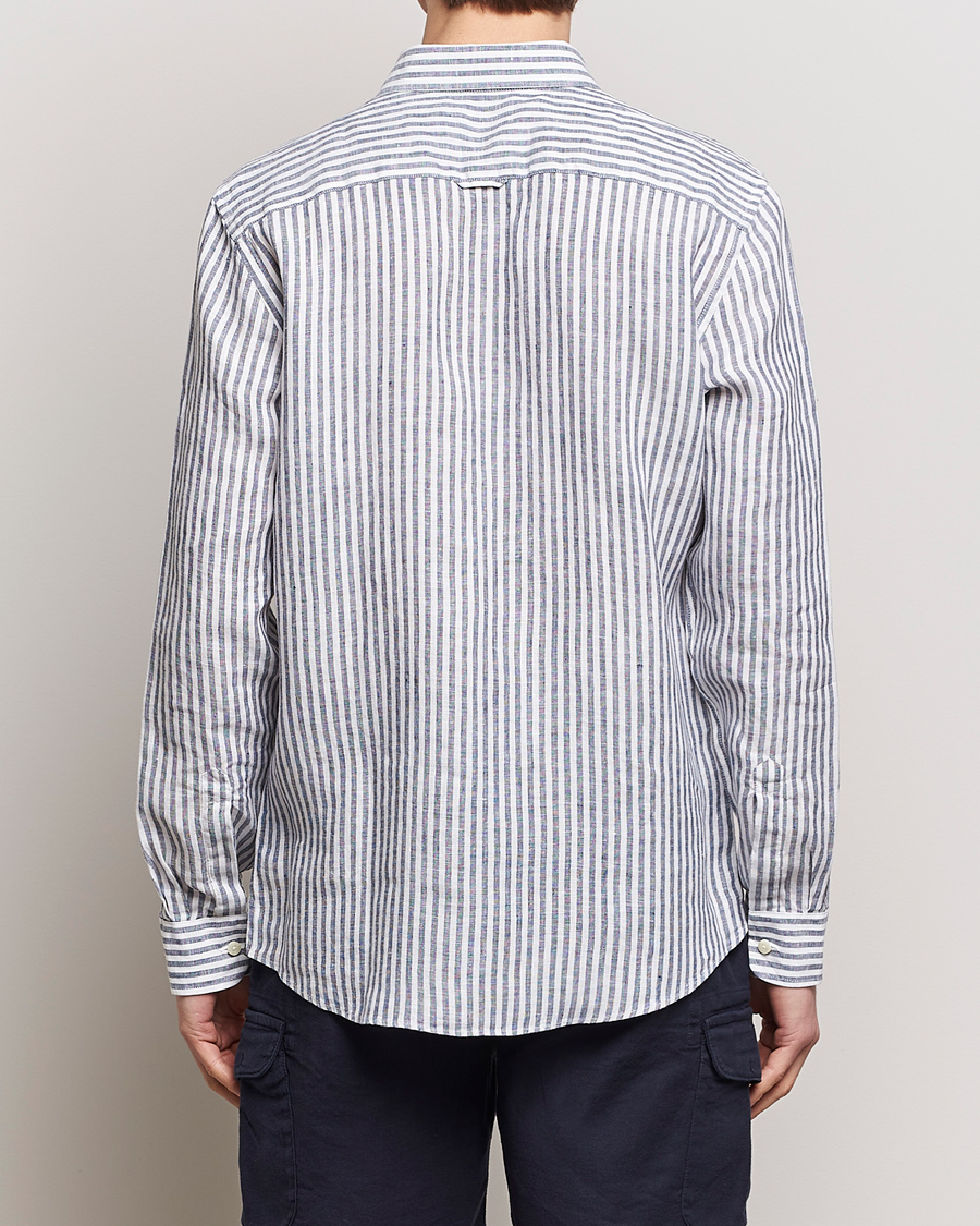Herr | Skjortor | Morris | Douglas Linen Stripe Shirt Navy