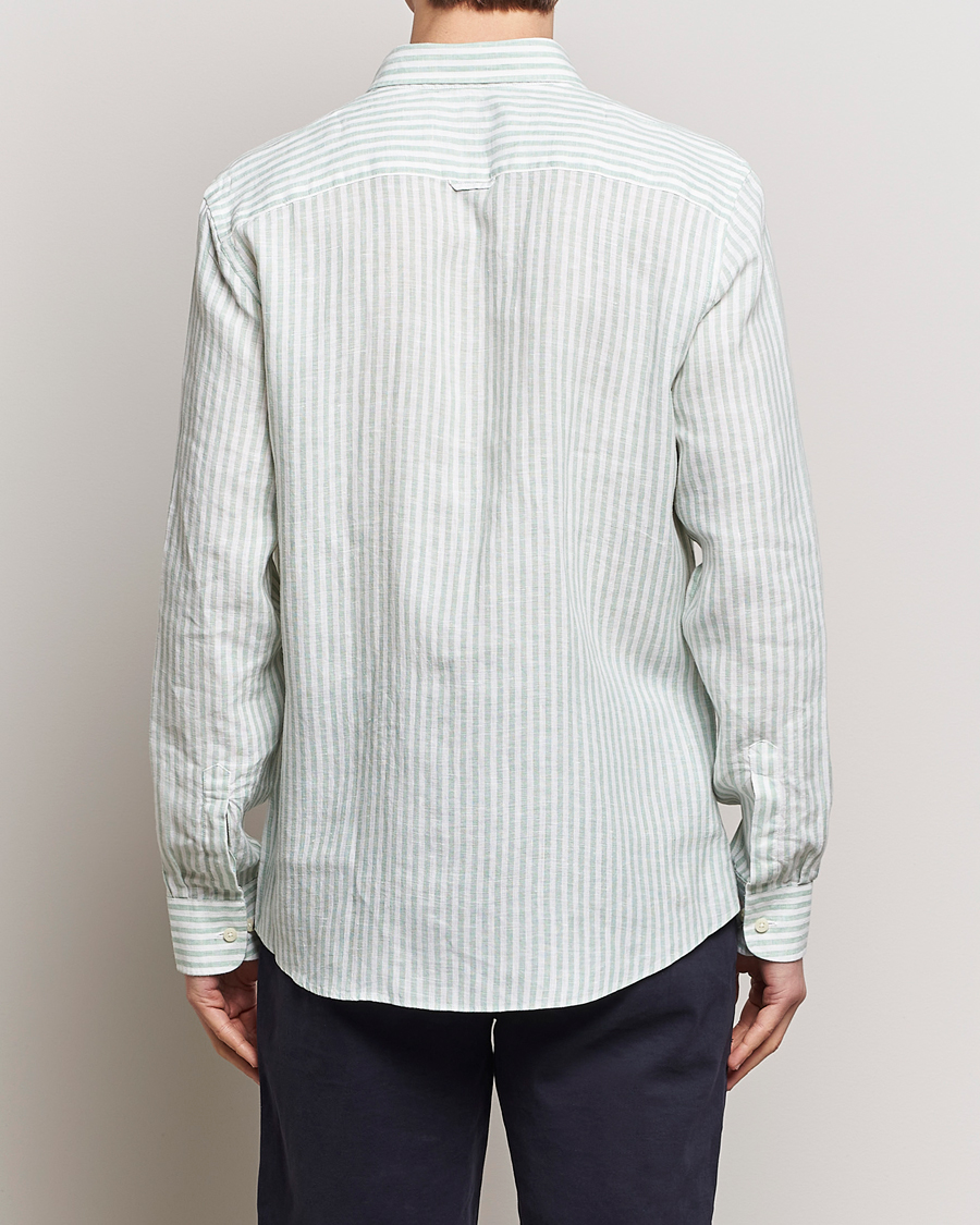Herr | Skjortor | Morris | Douglas Linen Stripe Shirt Light Green