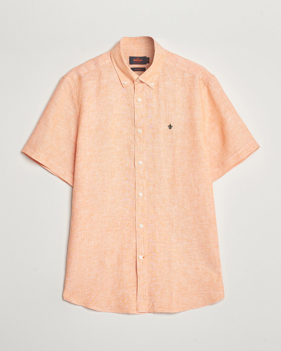 Herr | Skjortor | Morris | Douglas Linen Short Sleeve Shirt Orange