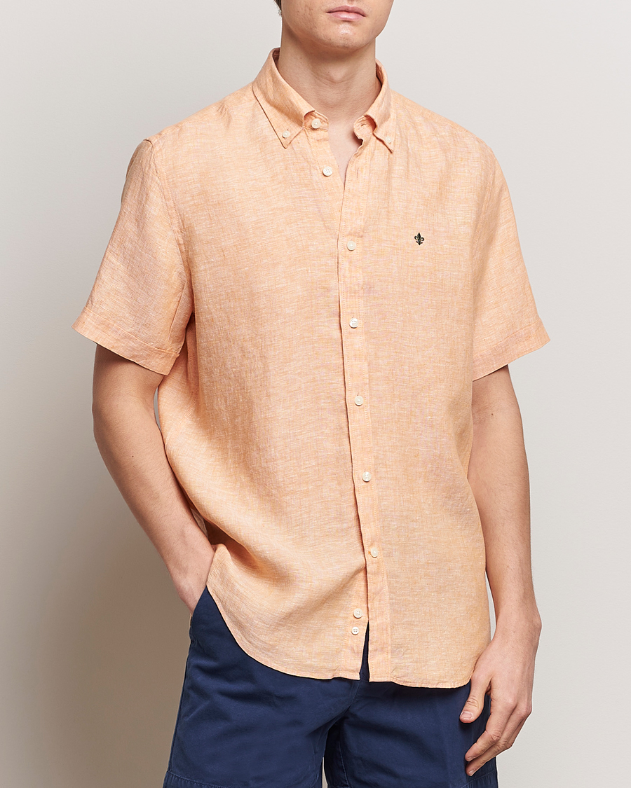Herr | Casual | Morris | Douglas Linen Short Sleeve Shirt Orange