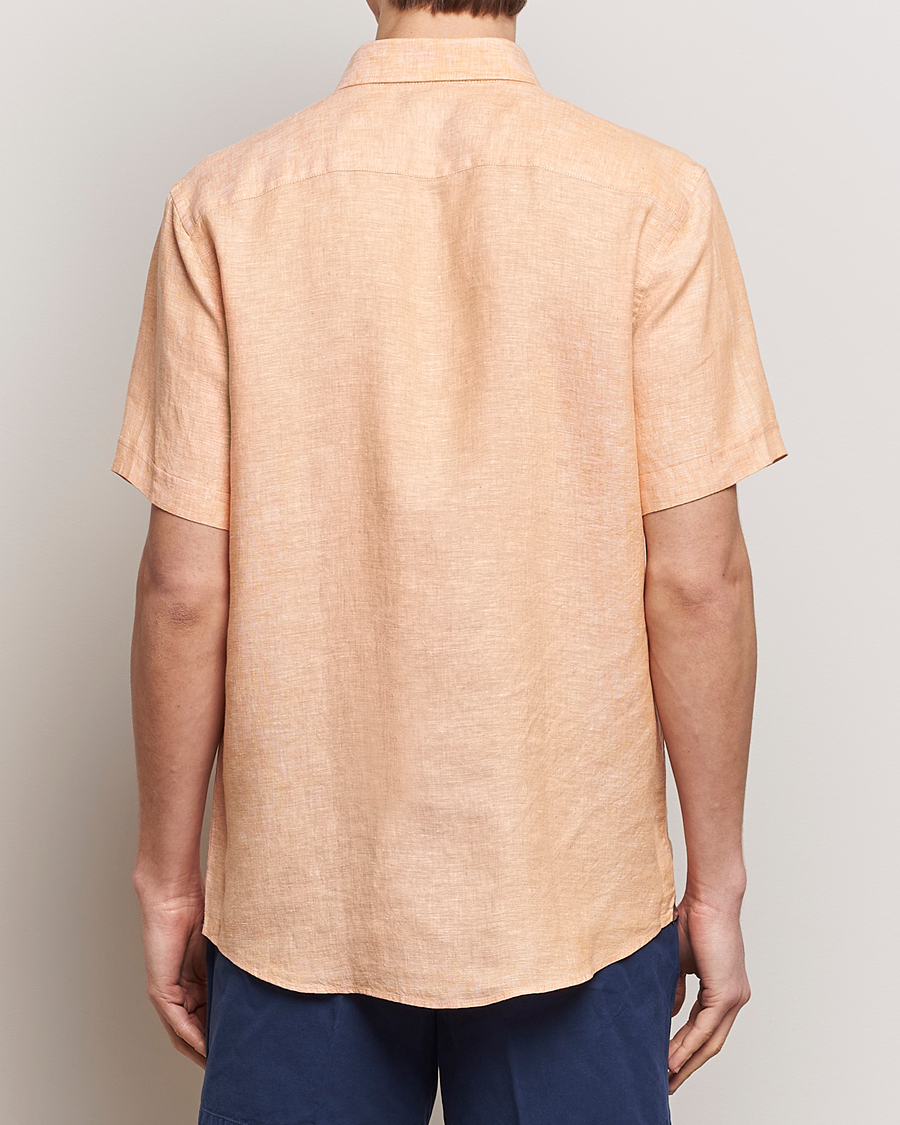 Herr | Skjortor | Morris | Douglas Linen Short Sleeve Shirt Orange