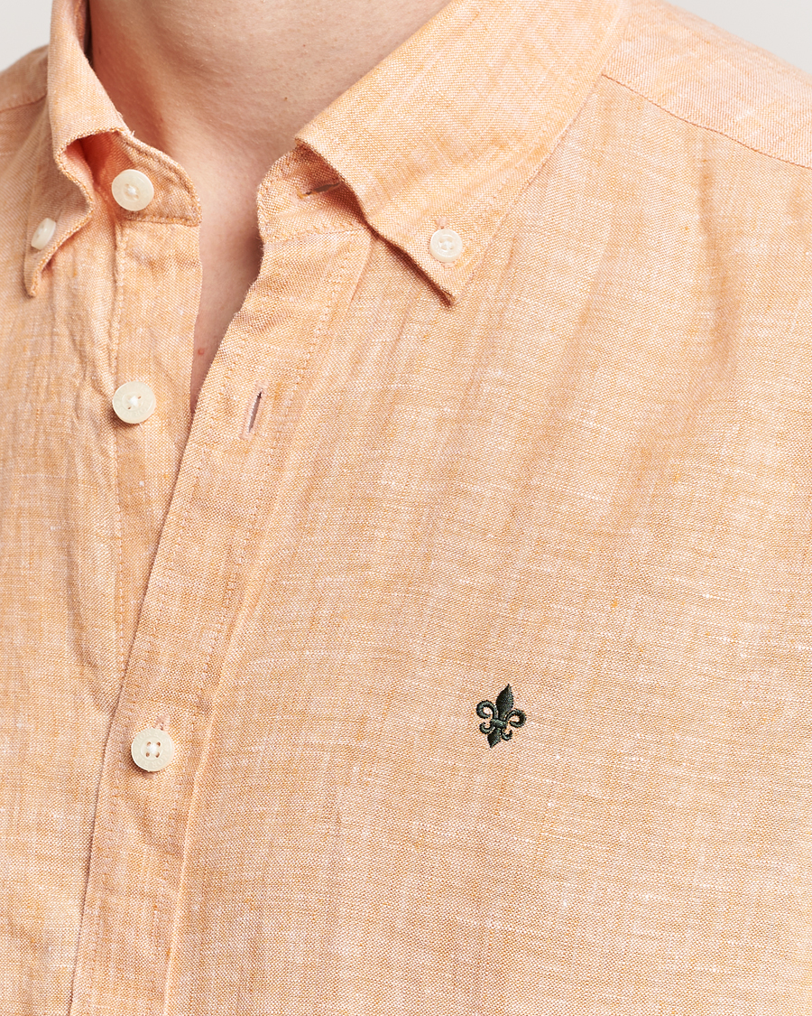 Herr | Skjortor | Morris | Douglas Linen Short Sleeve Shirt Orange