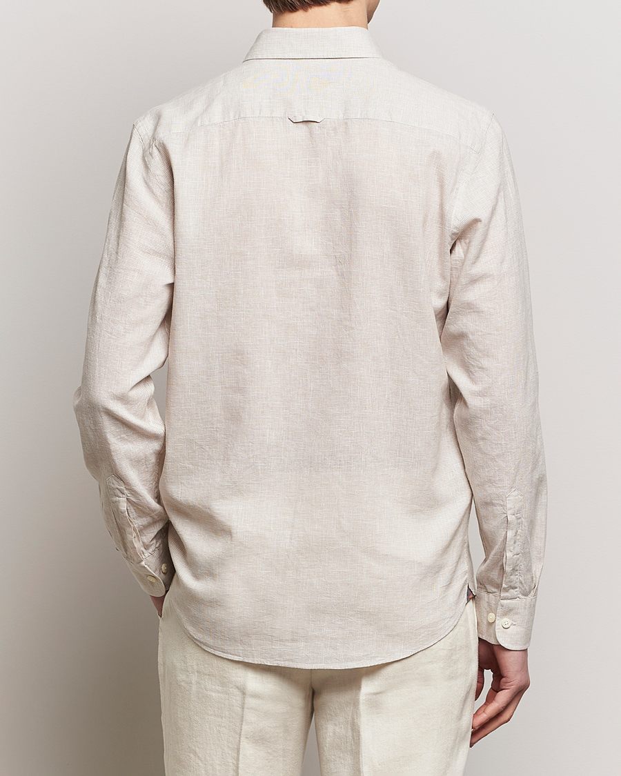 Herr | Skjortor | Morris | Slim Fit Linen Check Shirt Khaki