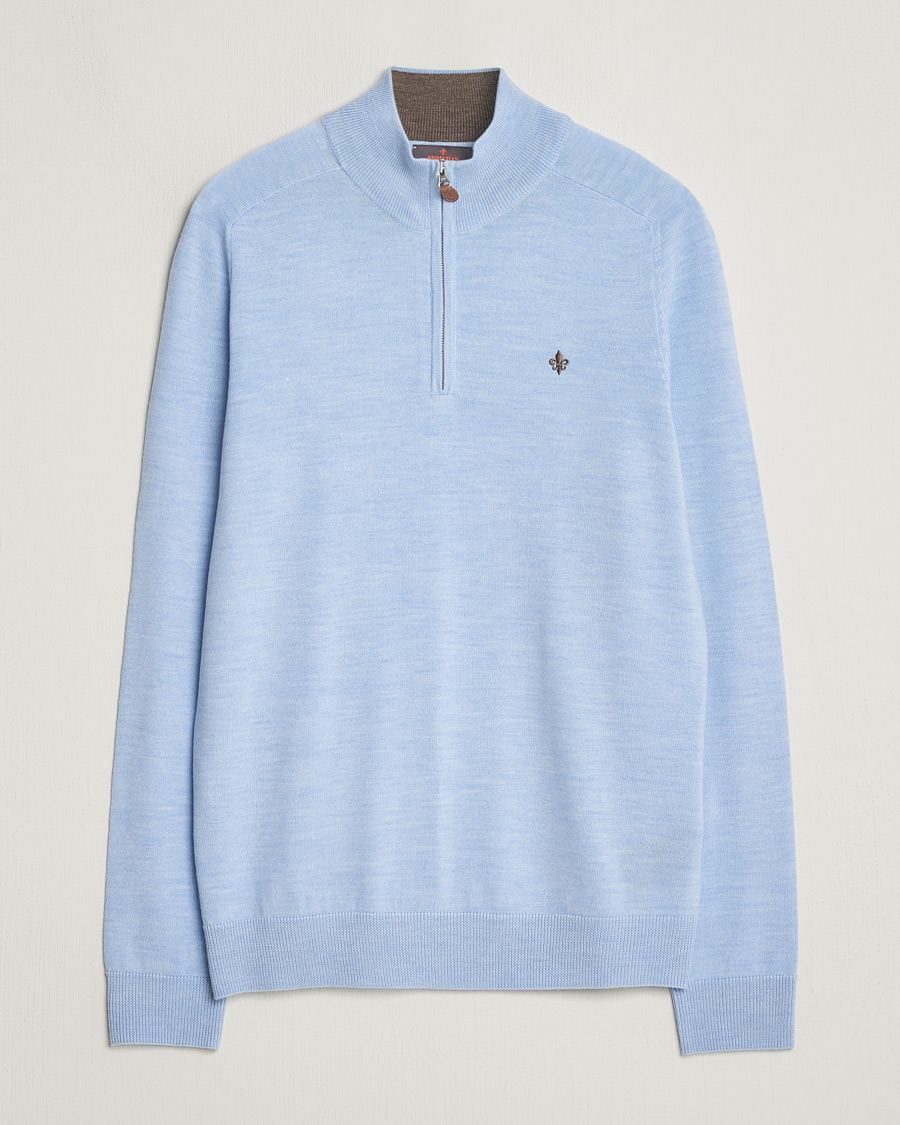 Herr | Tröjor | Morris | John Merino Half Zip Light Blue