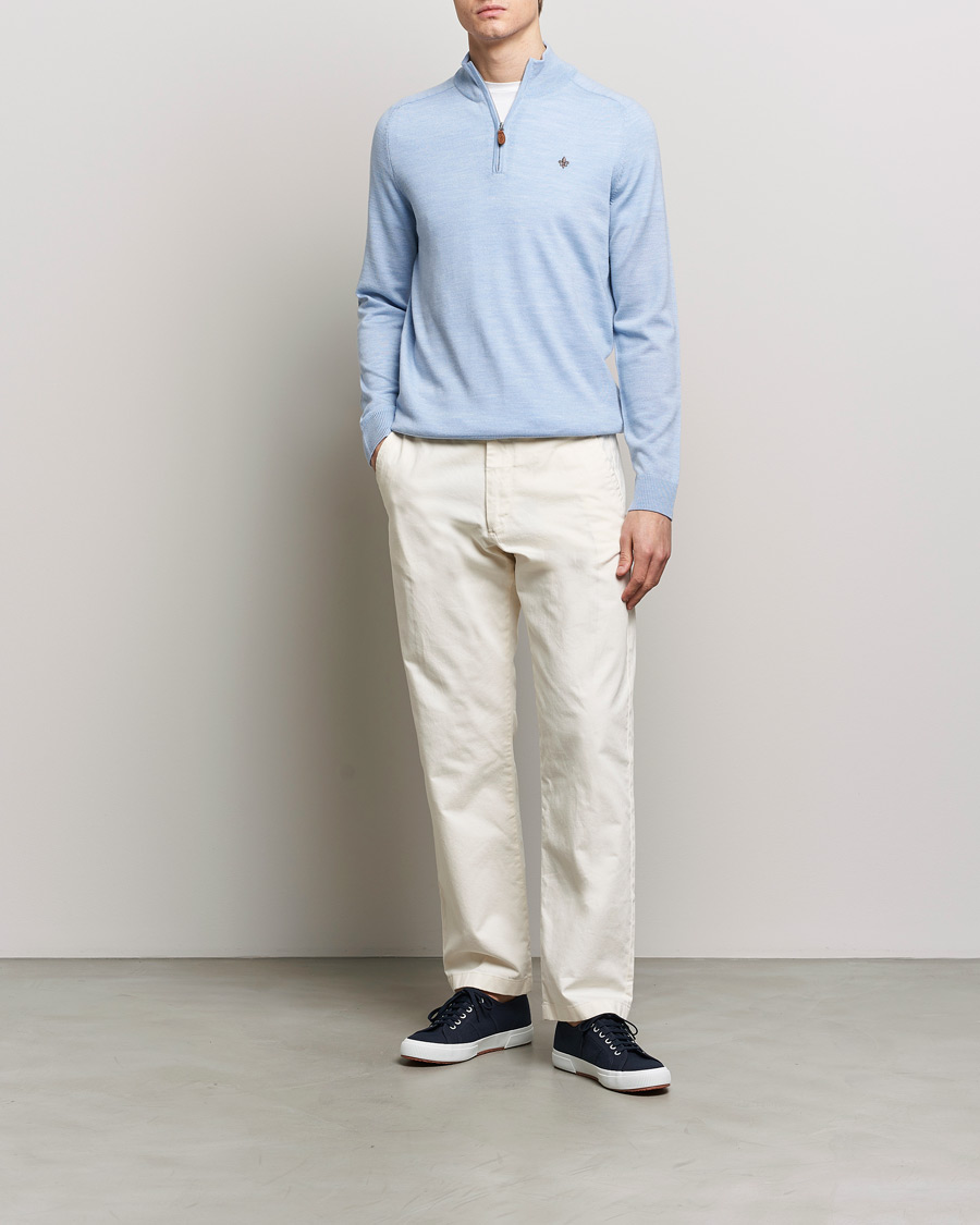 Herr | Tröjor | Morris | John Merino Half Zip Light Blue