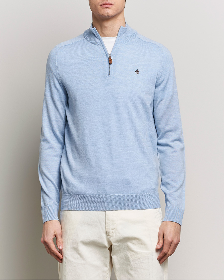 Herr | Kläder | Morris | John Merino Half Zip Light Blue