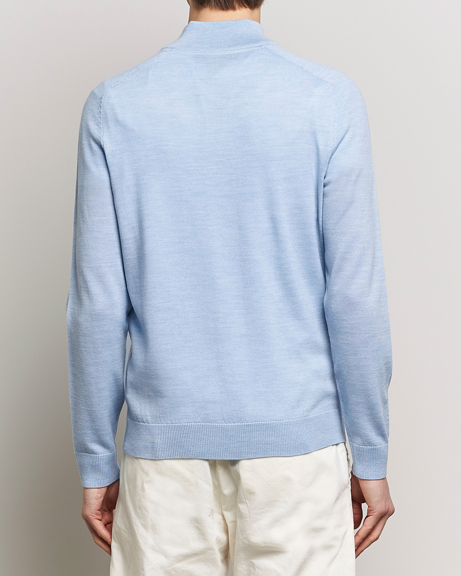 Herr | Tröjor | Morris | John Merino Half Zip Light Blue