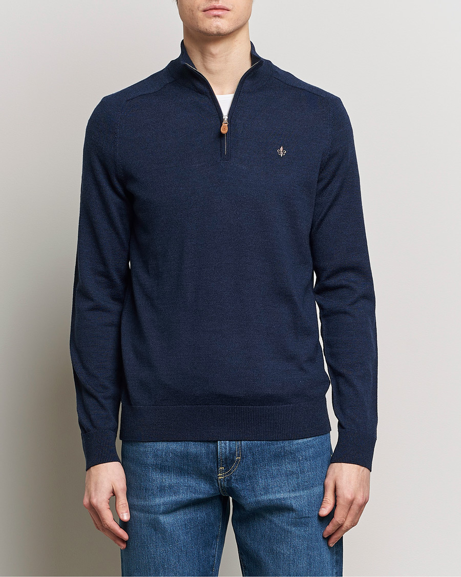 Herre | Morris | Morris | John Merino Half Zip Blue