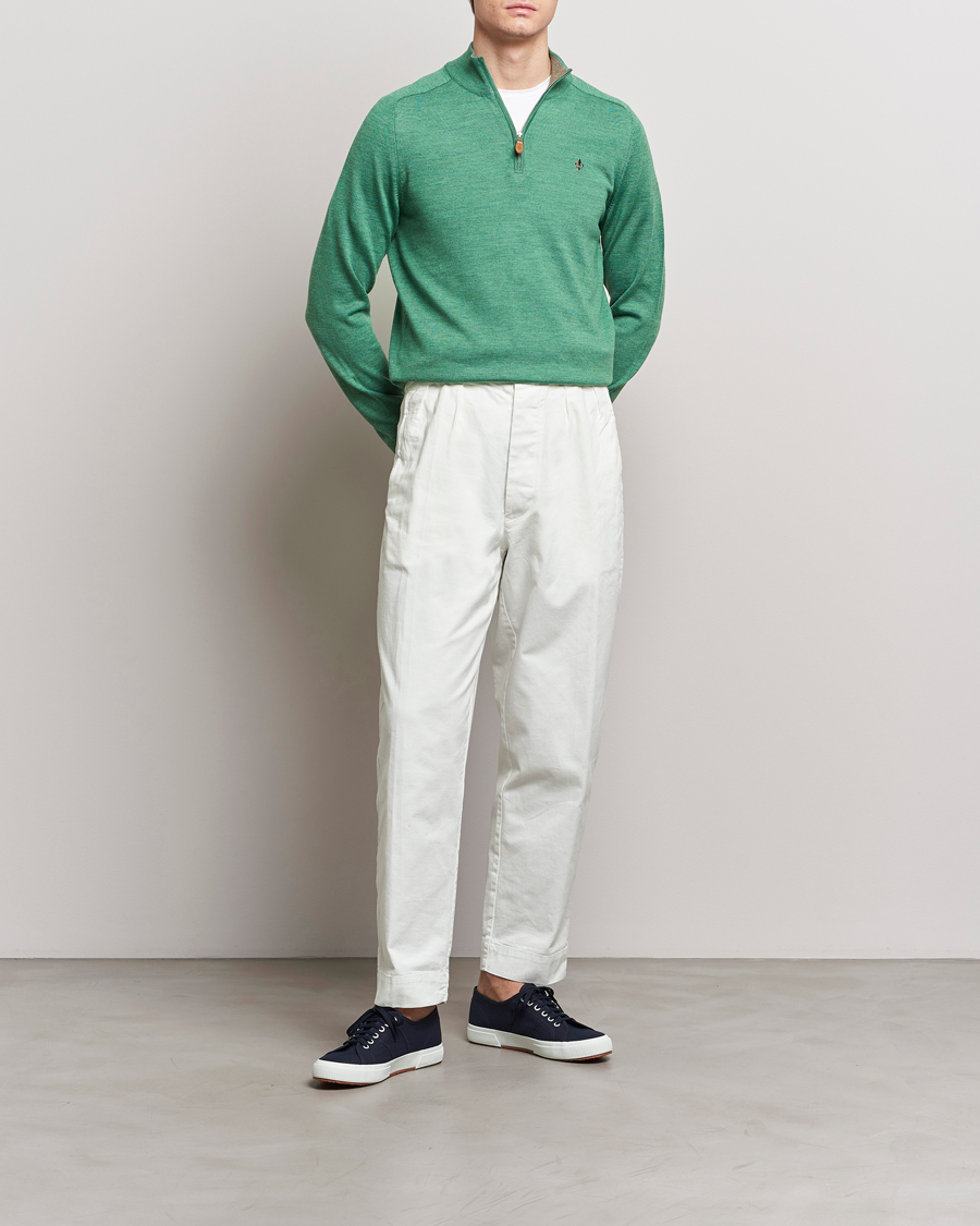 Herr | Tröjor | Morris | John Merino Half Zip Light Green