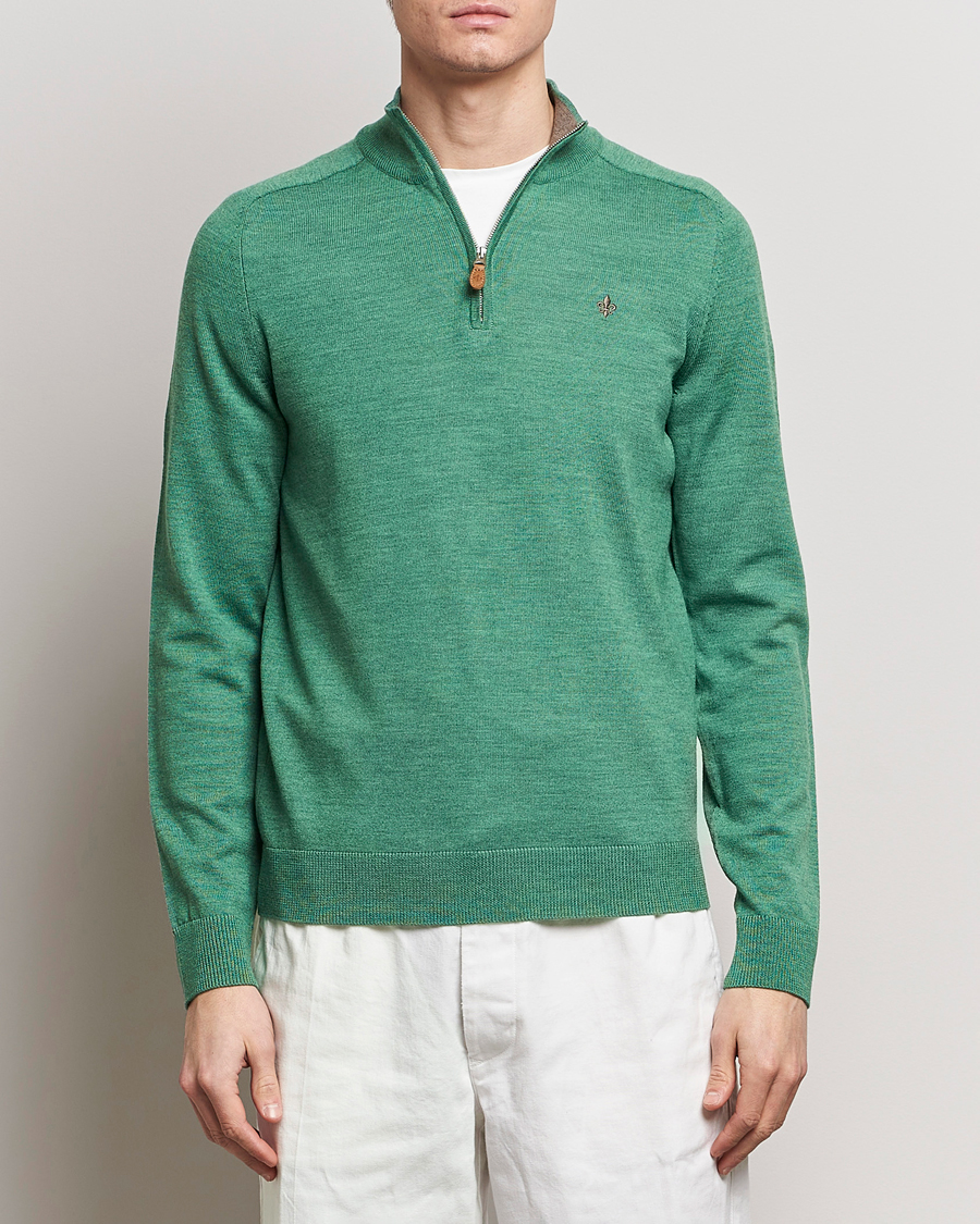 Herr | Realisation | Morris | John Merino Half Zip Light Green