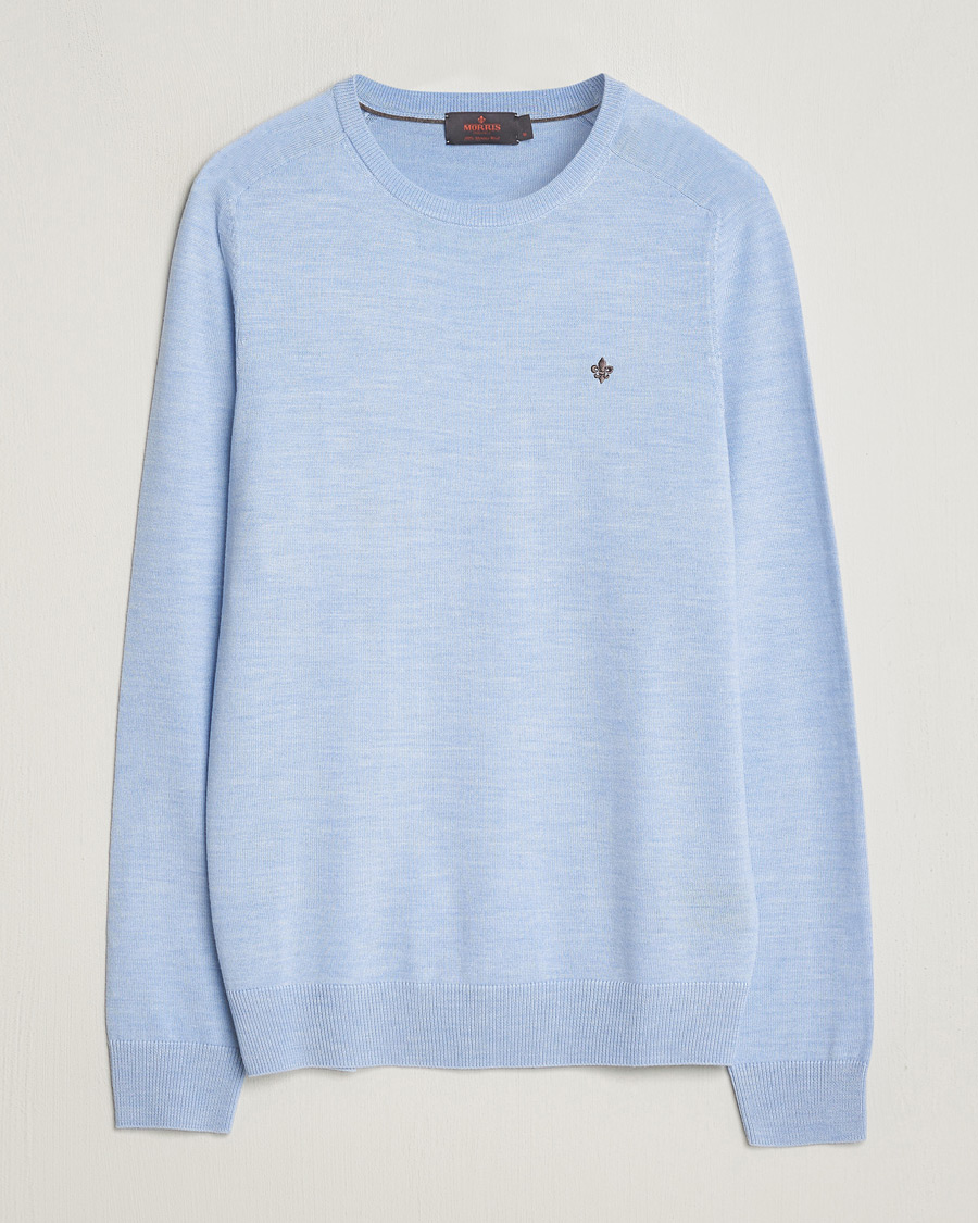 Herr | Tröjor | Morris | Merino Crew Neck Pullover Light Blue