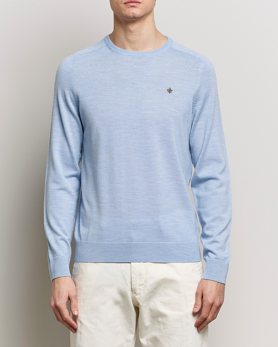 Herr | Morris | Morris | Merino Crew Neck Pullover Light Blue