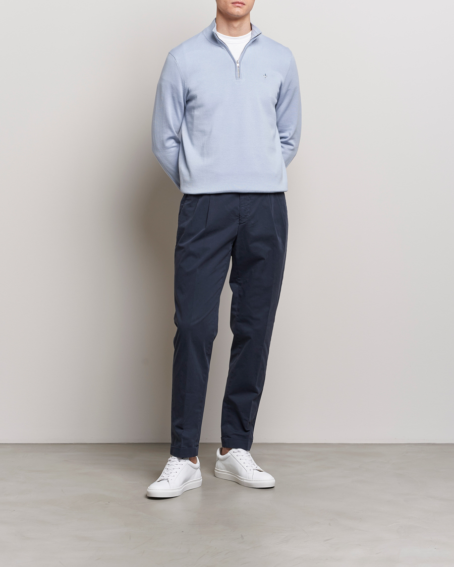 Herr | Tröjor | Morris | Riley Cotton Half Zip Light Blue