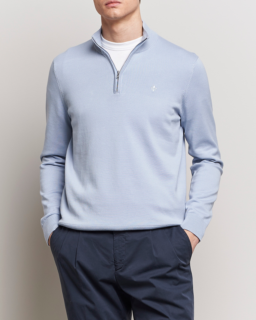 Herr | Rea kläder | Morris | Riley Cotton Half Zip Light Blue