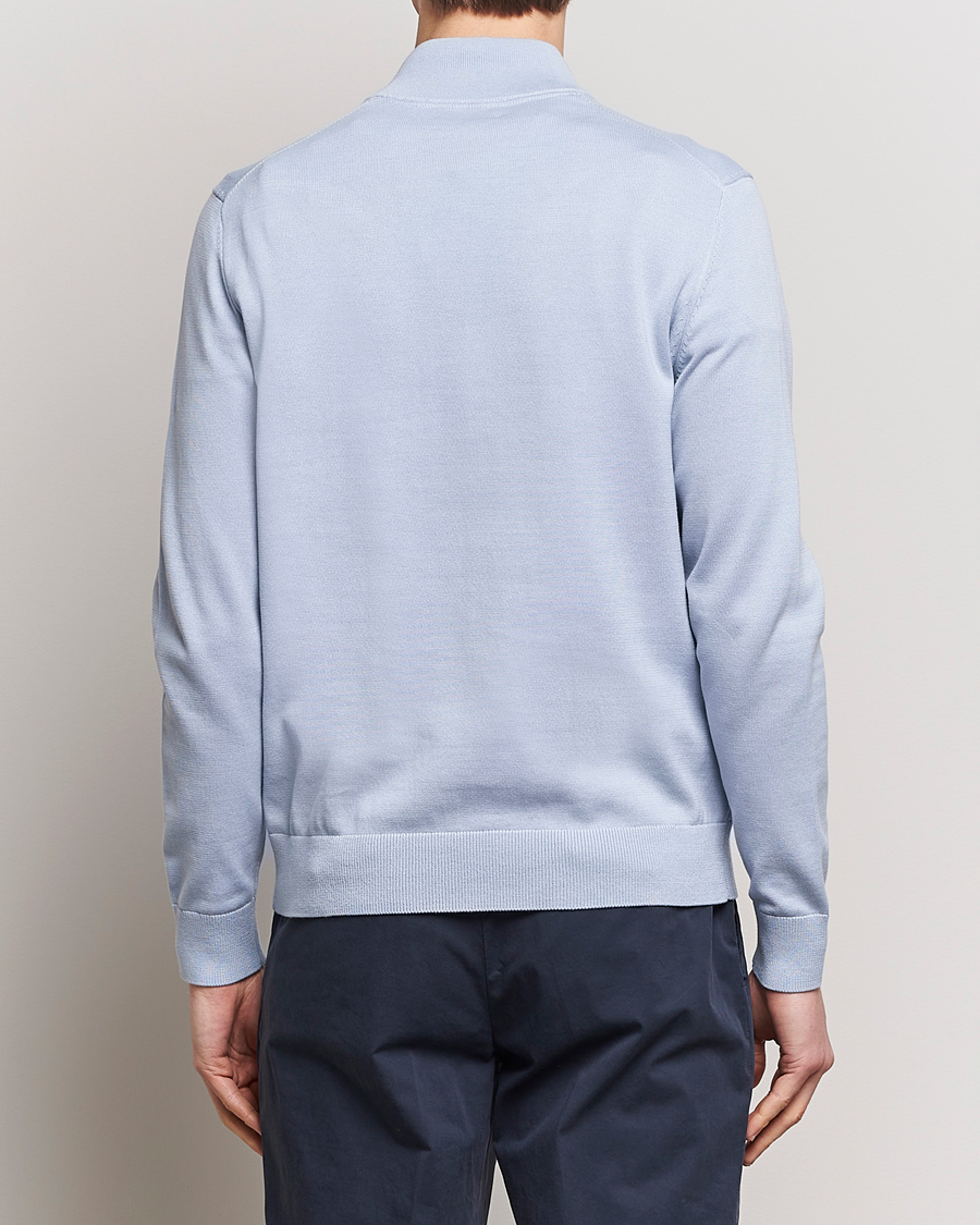 Herr | Tröjor | Morris | Riley Cotton Half Zip Light Blue