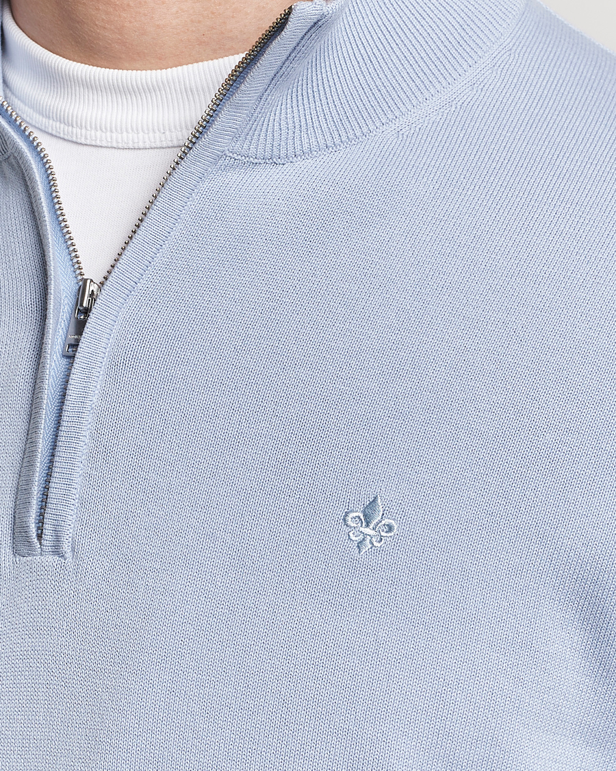 Herr | Tröjor | Morris | Riley Cotton Half Zip Light Blue