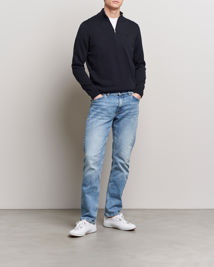 Herr | Tröjor | Morris | Riley Cotton Half Zip Navy