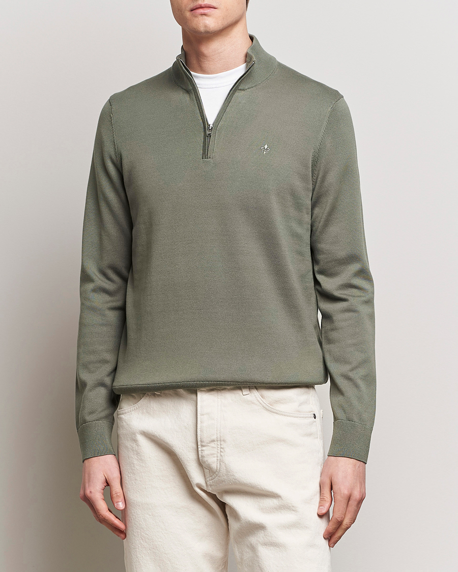 Herr | Half-zip | Morris | Riley Cotton Half Zip Green