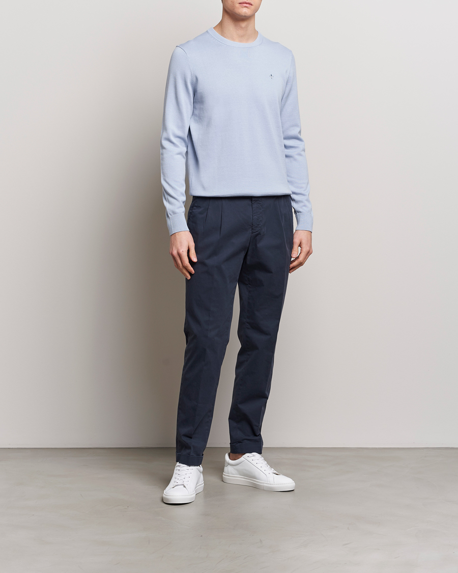 Herr | Tröjor | Morris | Riley Cotton Crew Neck Pullover Light Blue