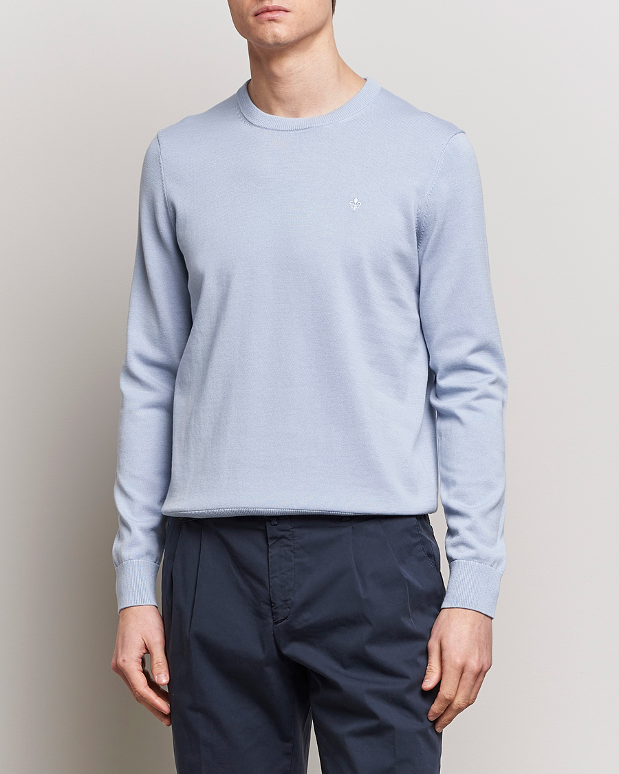 Herr | Morris | Morris | Riley Cotton Crew Neck Pullover Light Blue