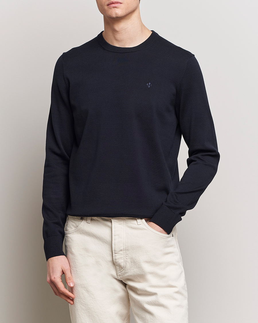 Herr | Wardrobe basics | Morris | Riley Cotton Crew Neck Pullover Old Blue