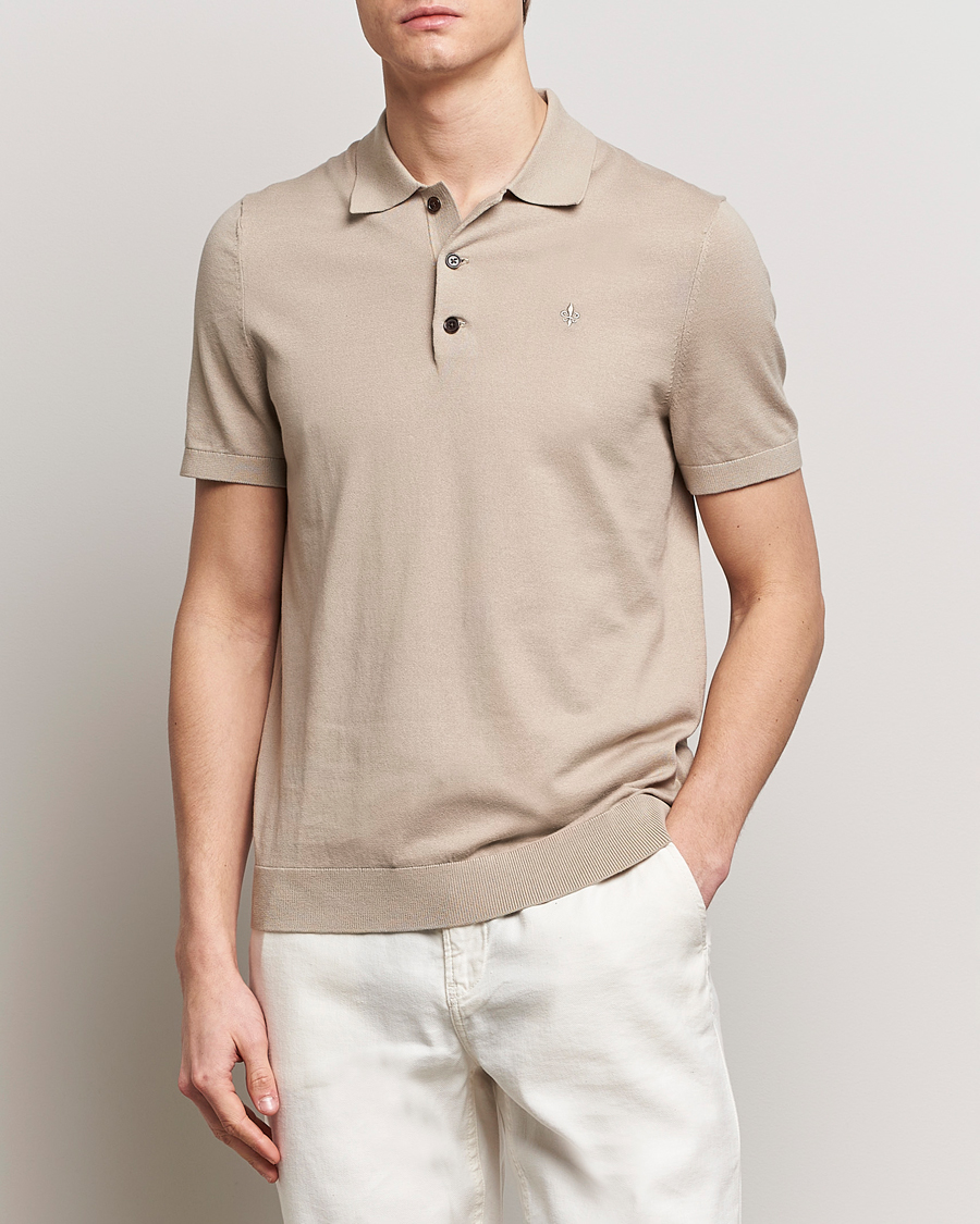 Herr | Stickade pikéer | Morris | Cenric Cotton Knitted Short Sleeve Polo Khaki