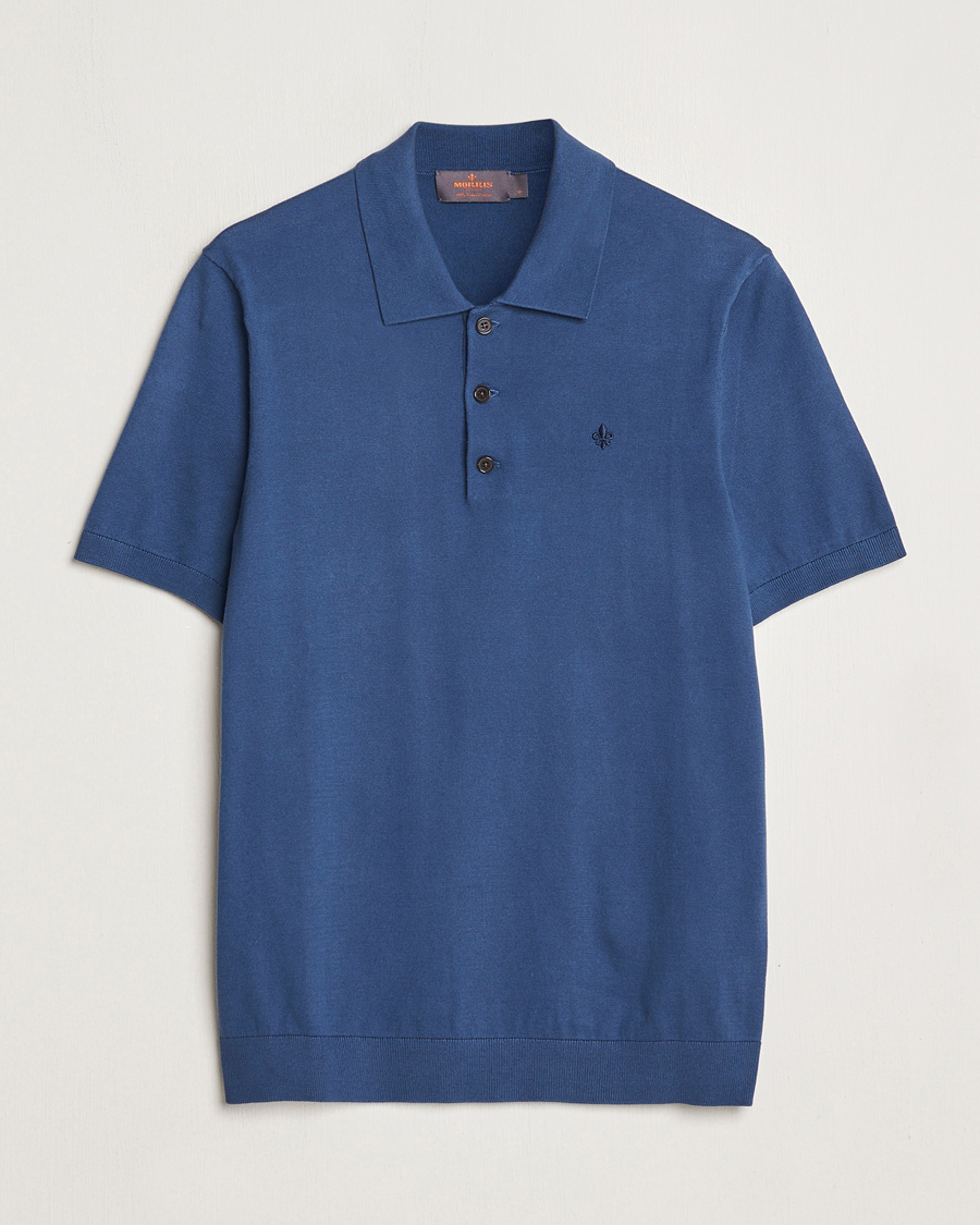 Herr | Tröjor | Morris | Cenric Cotton Knitted Short Sleeve Polo Navy