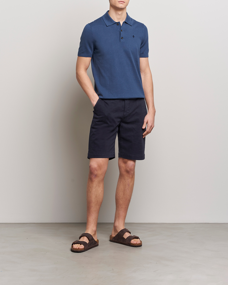 Herr | Tröjor | Morris | Cenric Cotton Knitted Short Sleeve Polo Navy