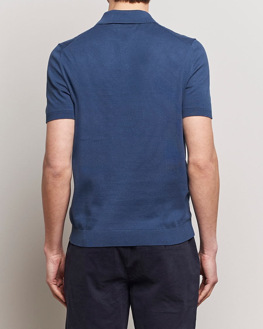 Herr | Tröjor | Morris | Cenric Cotton Knitted Short Sleeve Polo Navy