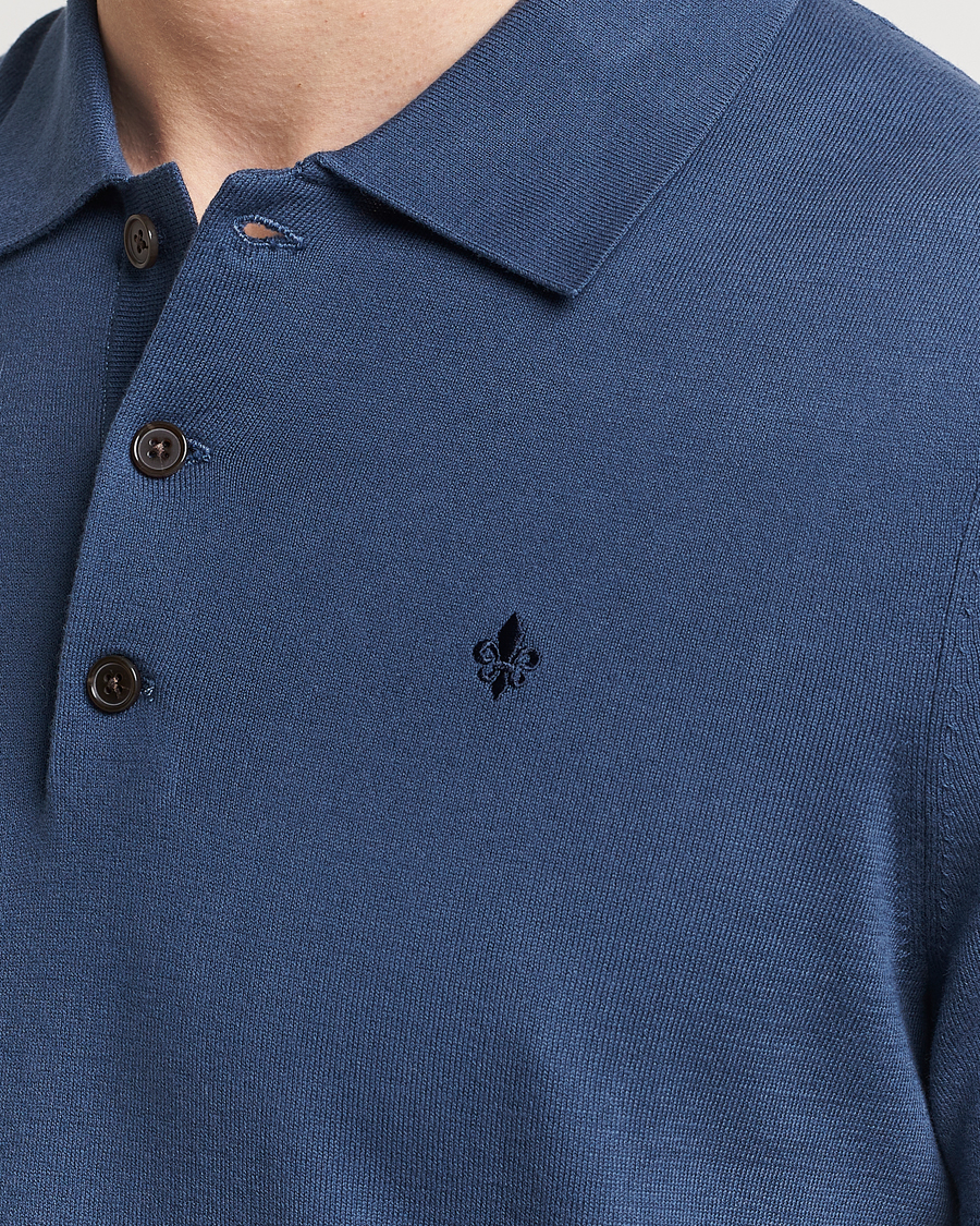 Herr | Tröjor | Morris | Cenric Cotton Knitted Short Sleeve Polo Navy