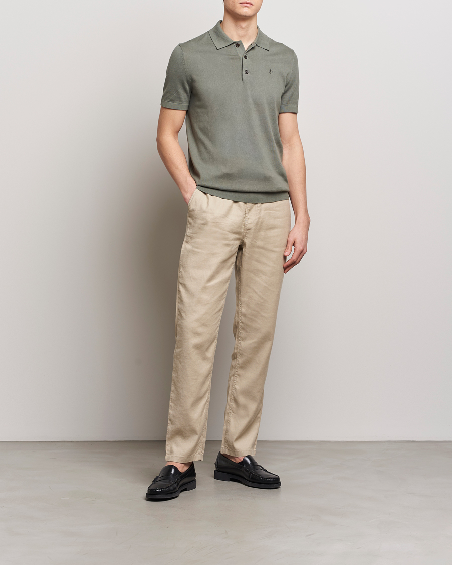 Herr | Tröjor | Morris | Cenric Cotton Knitted Short Sleeve Polo Green