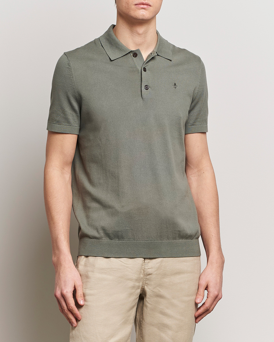 Herr | Preppy Authentic | Morris | Cenric Cotton Knitted Short Sleeve Polo Green