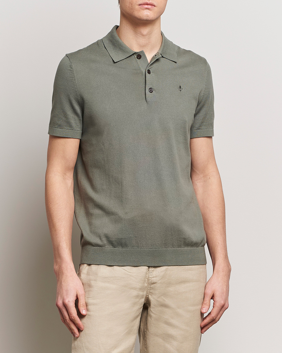 Herr | Stickade pikéer | Morris | Cenric Cotton Knitted Short Sleeve Polo Green