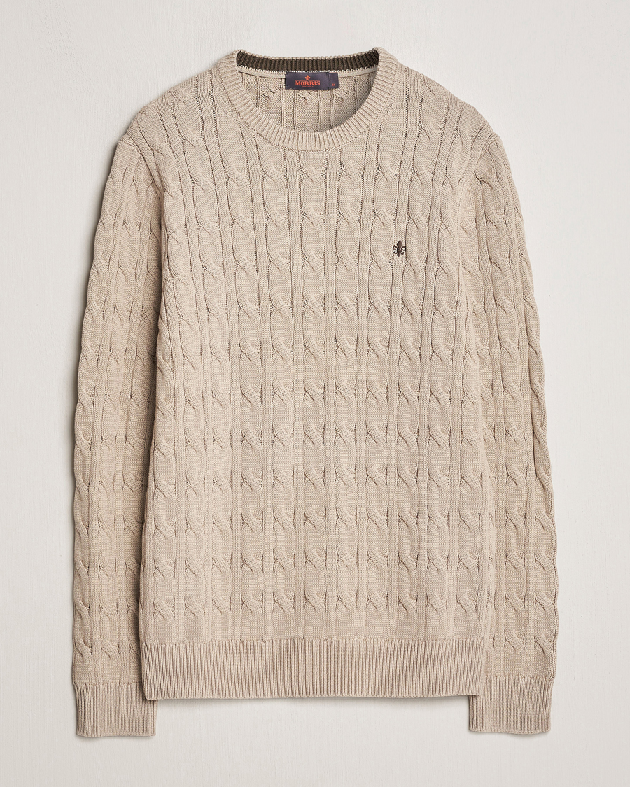 Herr | Tröjor | Morris | Ethan Cotton Cable Crew Neck Khaki