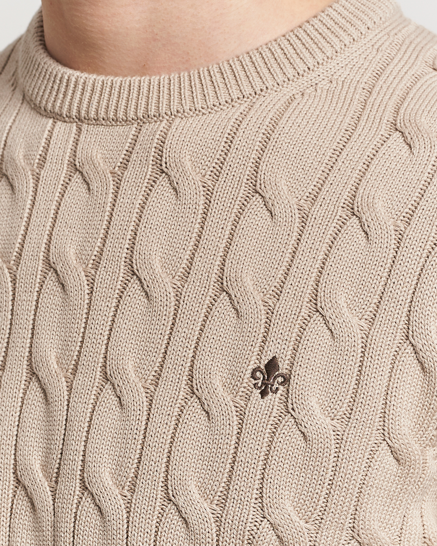 Herr | Tröjor | Morris | Ethan Cotton Cable Crew Neck Khaki
