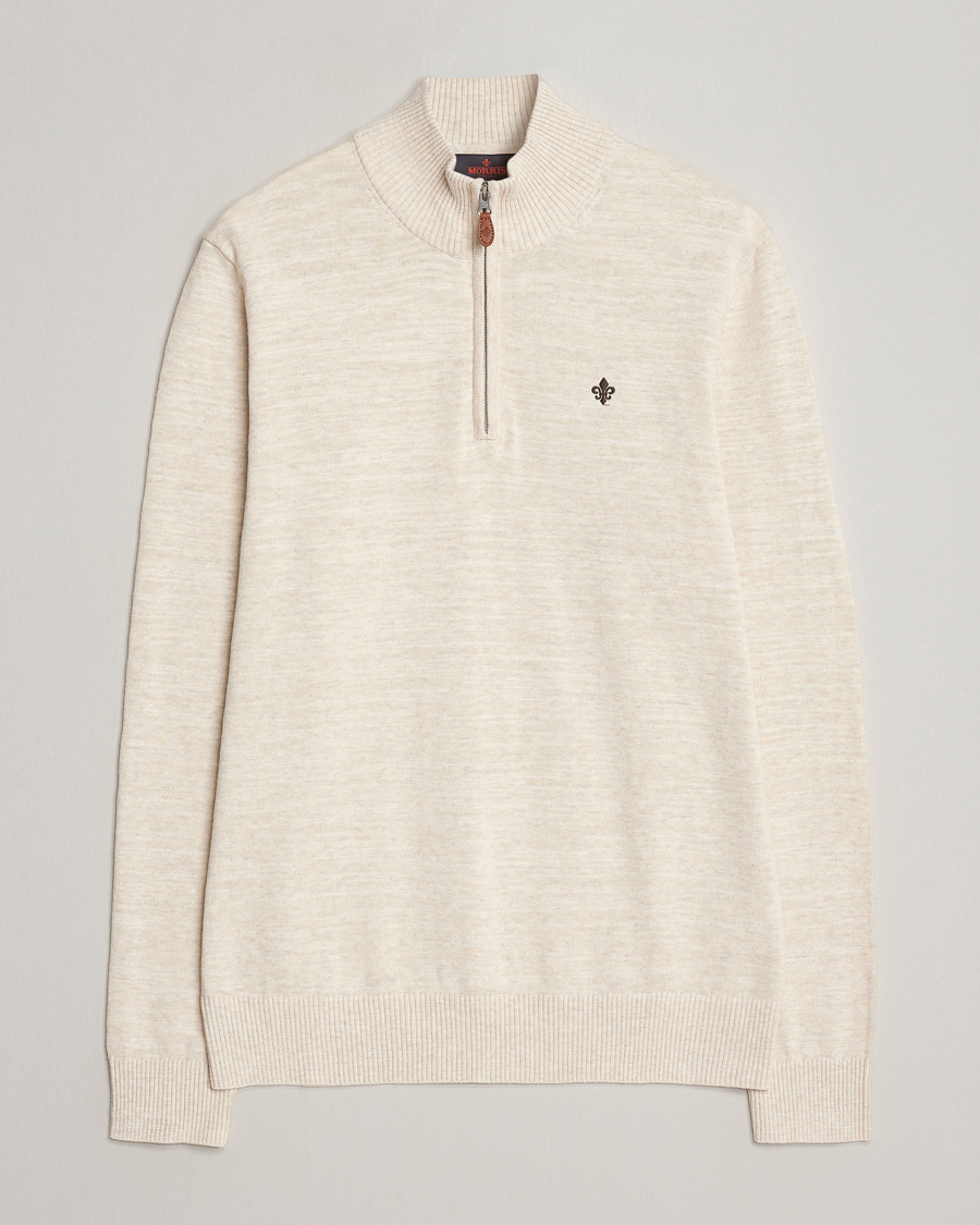 Herr | Tröjor | Morris | Randall Cotton Half Zip Off White