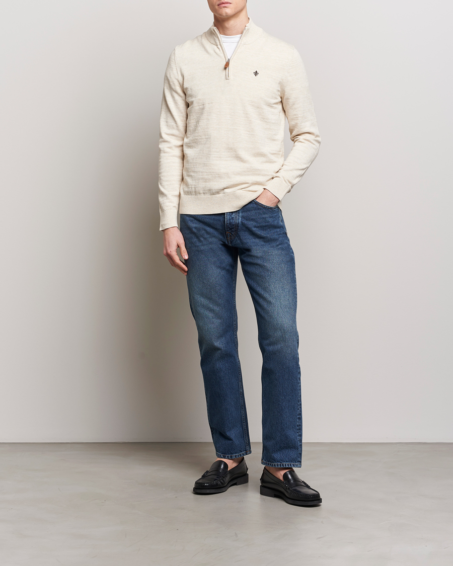 Herr | Tröjor | Morris | Randall Cotton Half Zip Off White