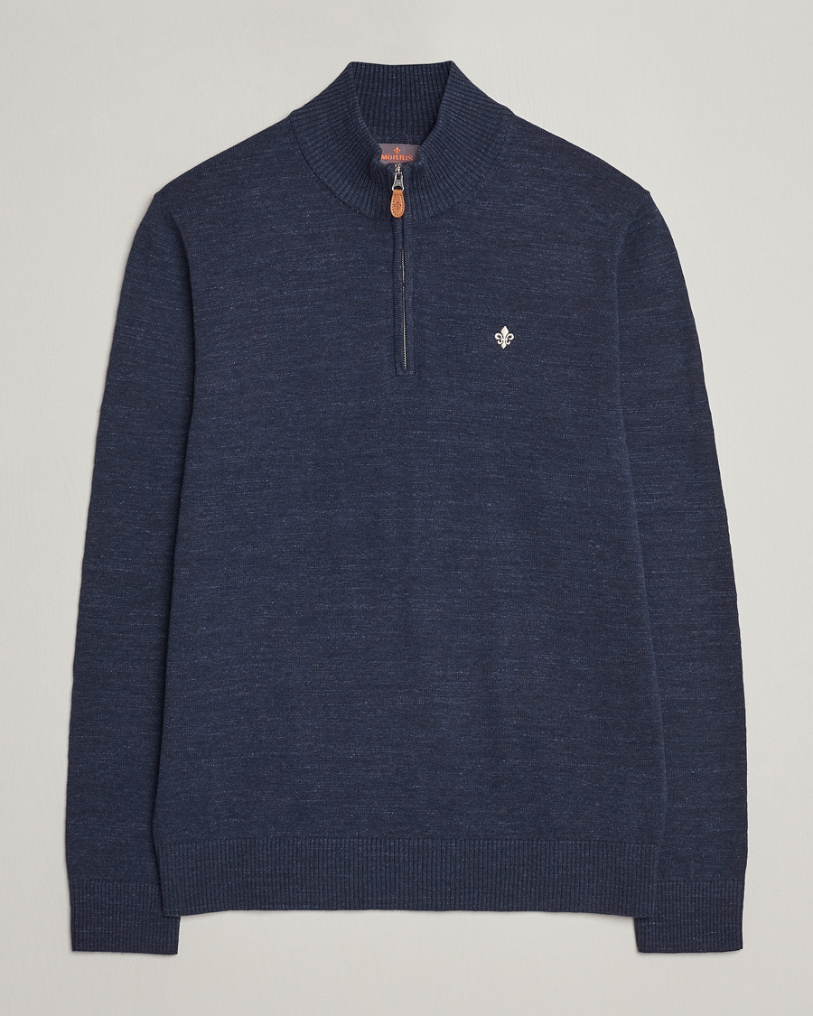 Herr | Tröjor | Morris | Randall Cotton Half Zip Navy