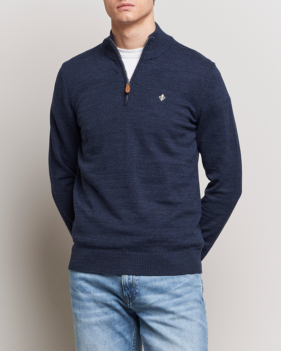 Herre | Preppy Authentic | Morris | Randall Cotton Half Zip Navy