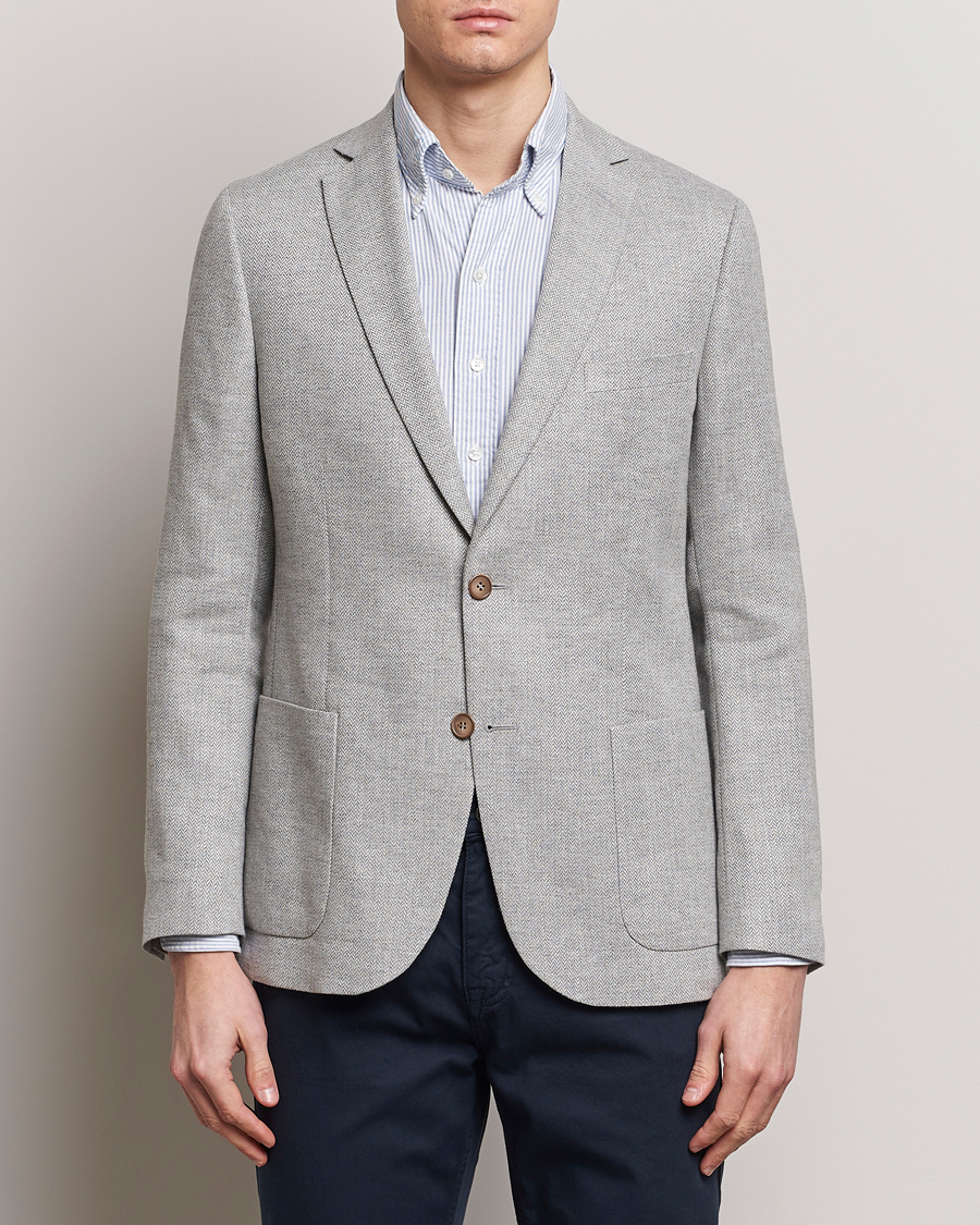 Herr | Kavajer | Morris | Hayes Linen Herringbone Blazer Grey